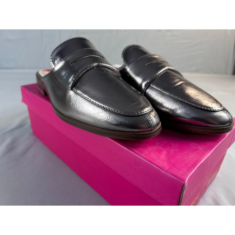 Catherine Malandrino Women Mule Loafers Size 6 Pewter Leather Slip On Old Money